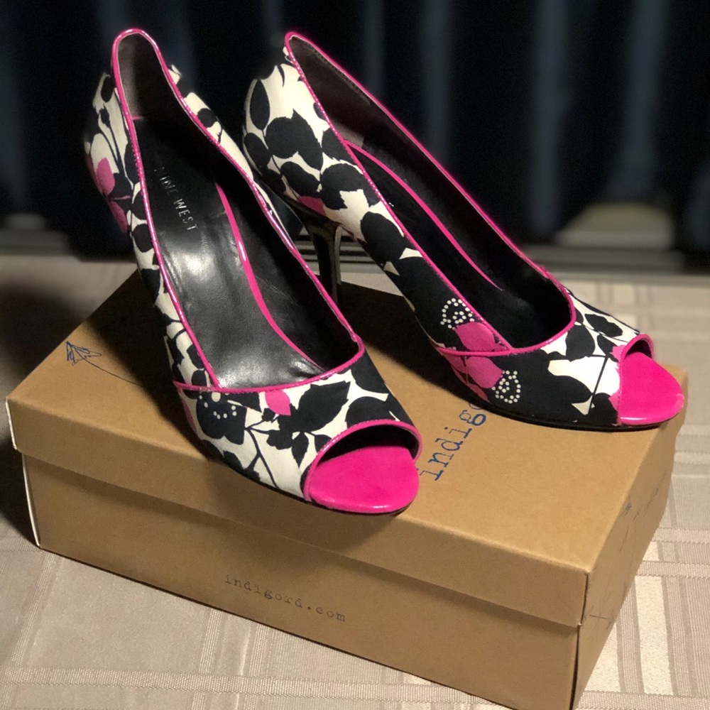 Nine West Pink, Black & White Heels